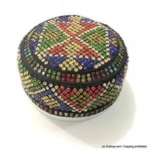 Multi Color Round Full Sindhi Nagina /  Zircon Cap or Topi MKC-568